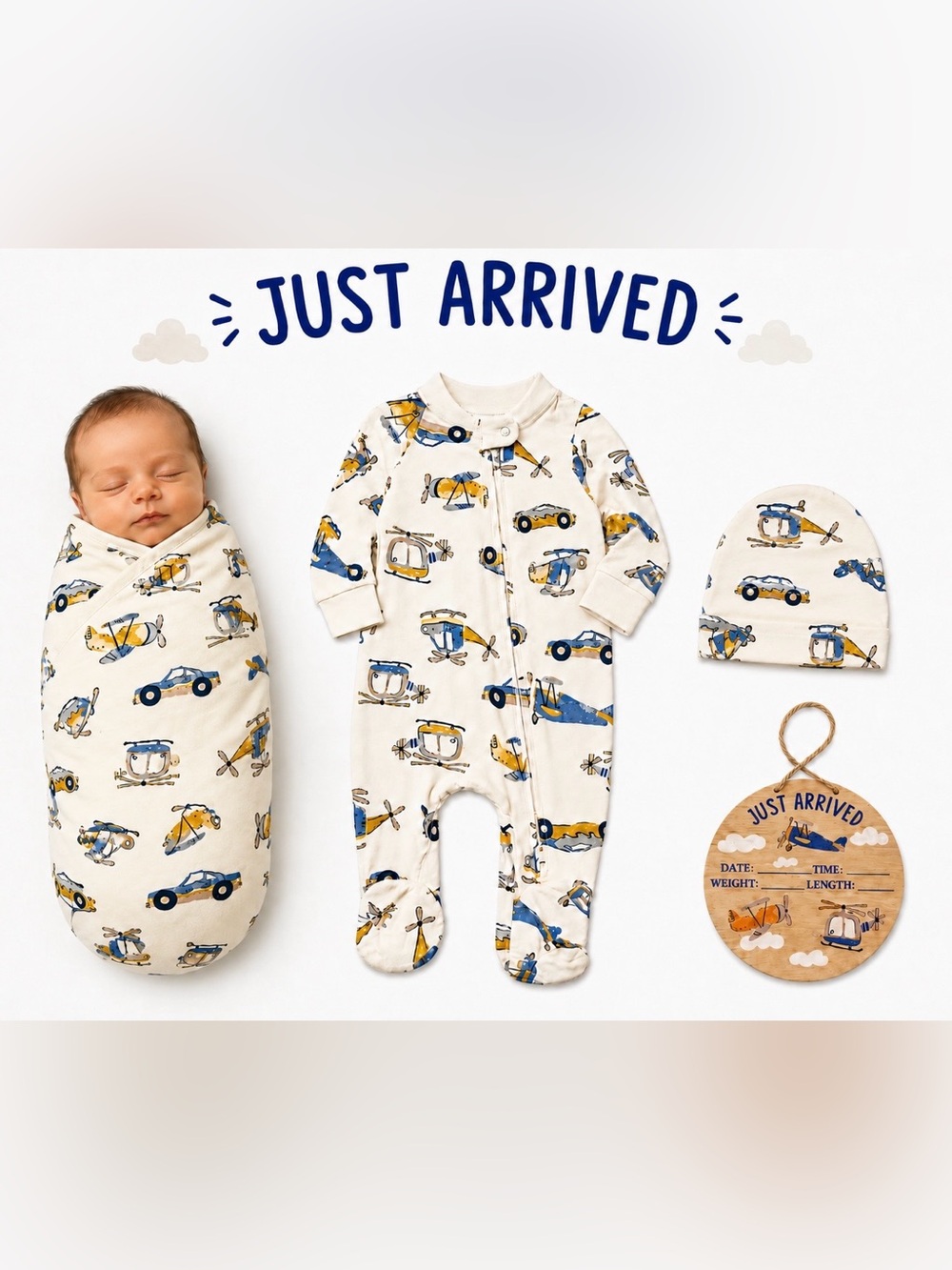 NWT Baby Essentials 3M Bamboo 4-Piece “Just Arrived” Baby Set